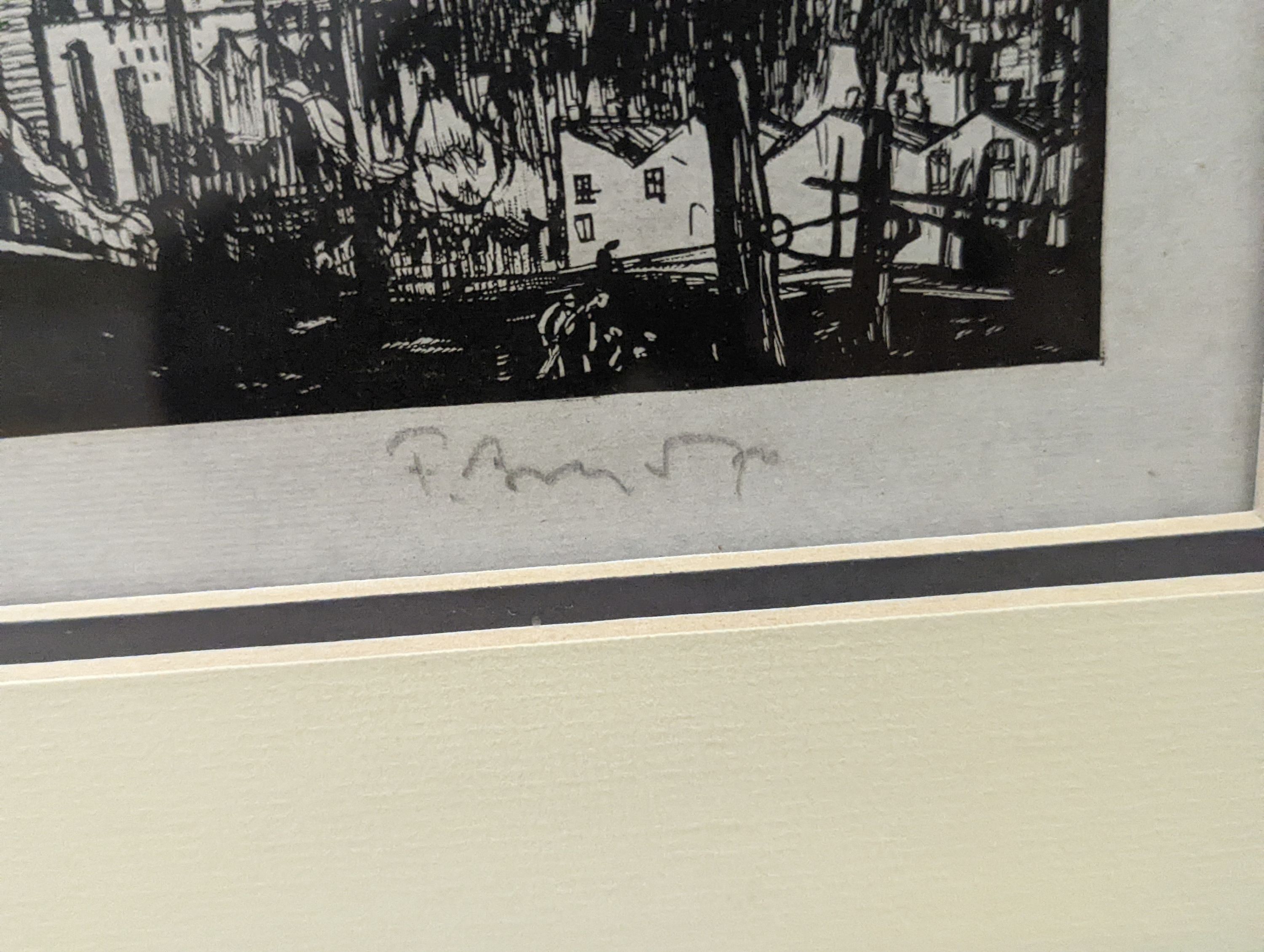 Frank William Brangwyn (1867-1956), two monochrome prints, 14 x 12.5cm, 9 x 12.5cm